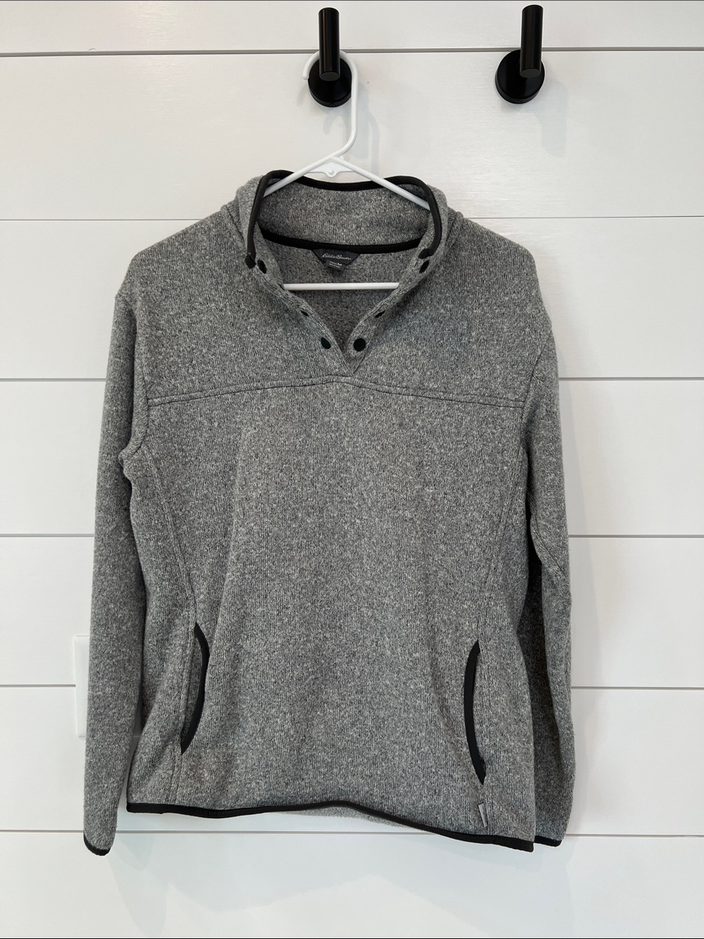 Eddie Bauer Womens Gray  Button Pullover Sweater